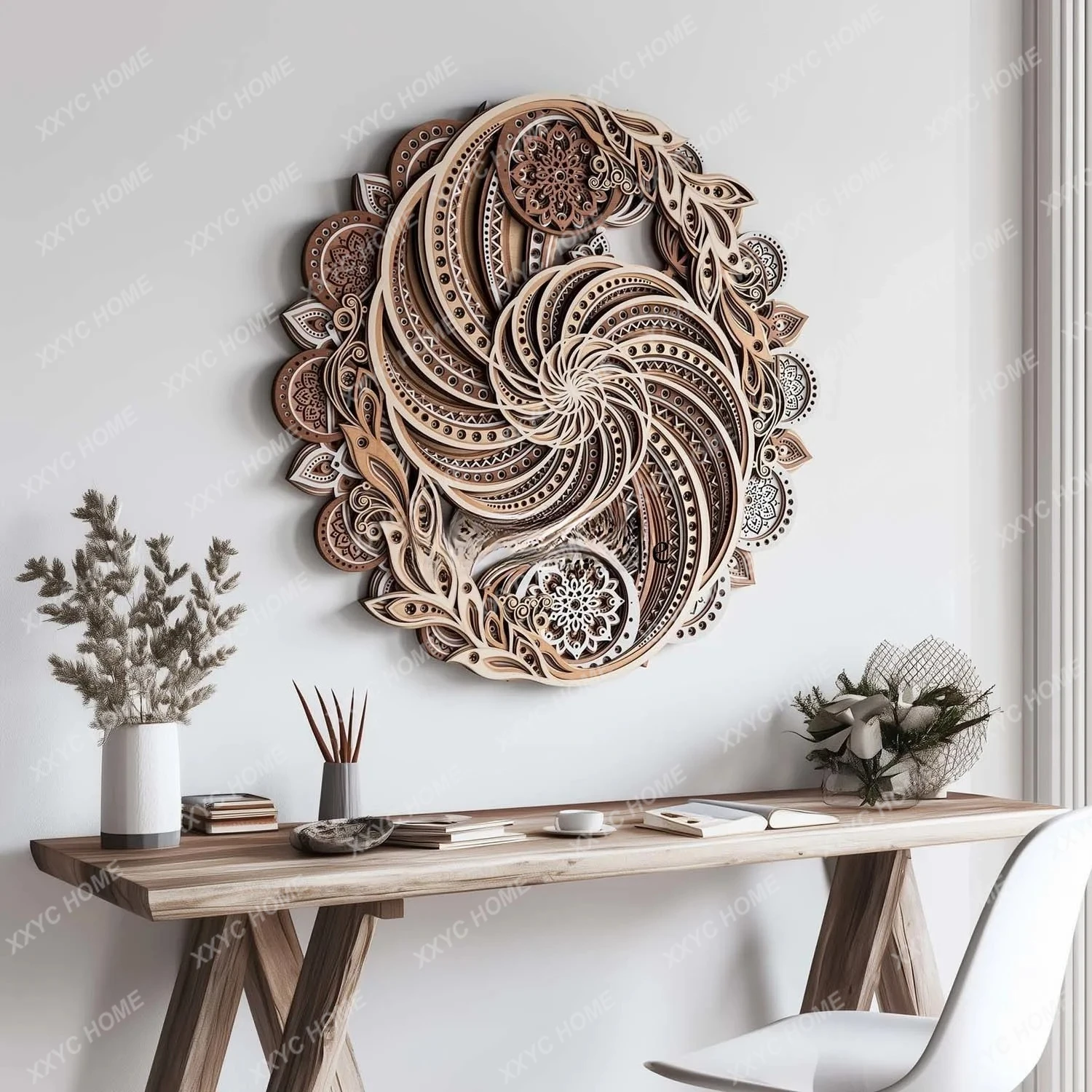 Time comes and goes, entrance, living room round decorative painting, sofa background wall hanging
