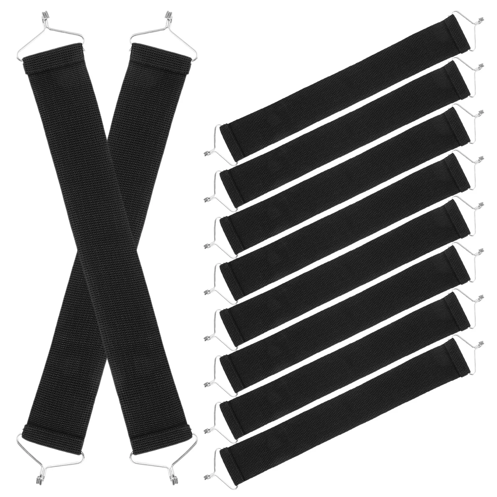

10pcs Folding Chair Support Strap Kit Belt Under Seat Reinforcement Strap For Recliner Lounge Chairs Webbing Rope Metal Hooks