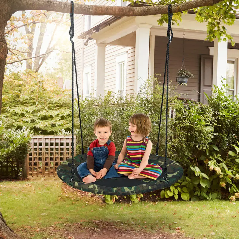 

40 Inch Flying Saucer Tree Swing Outdoor Play Set with Adjustable Ropes Gift for Kids