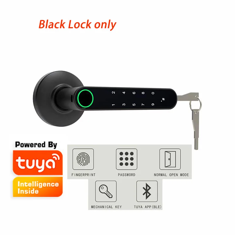 Intelligent Fingerprint Door Lock Bluetooth Tuya Smart Life App Unlock USB Chargeable Smart Digital Handle Key Lock Passage Mode