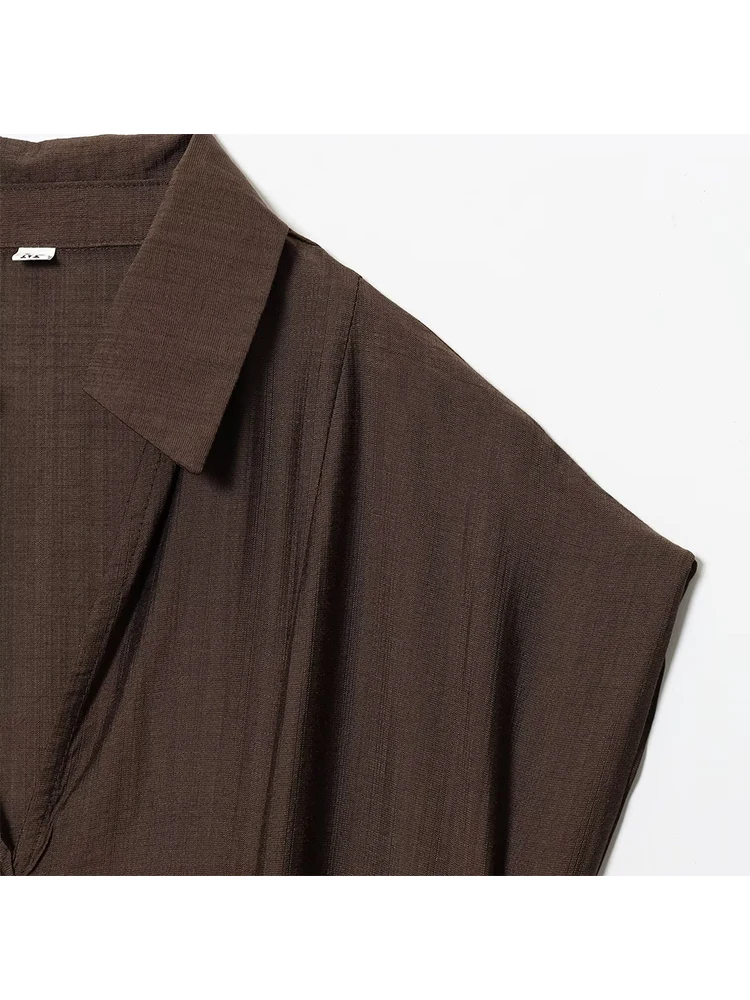 Femmes robe Sexy 2025 été automne nouveau sans manches col en v rides avec ceinture robe femmes mode élégante robe de soirée