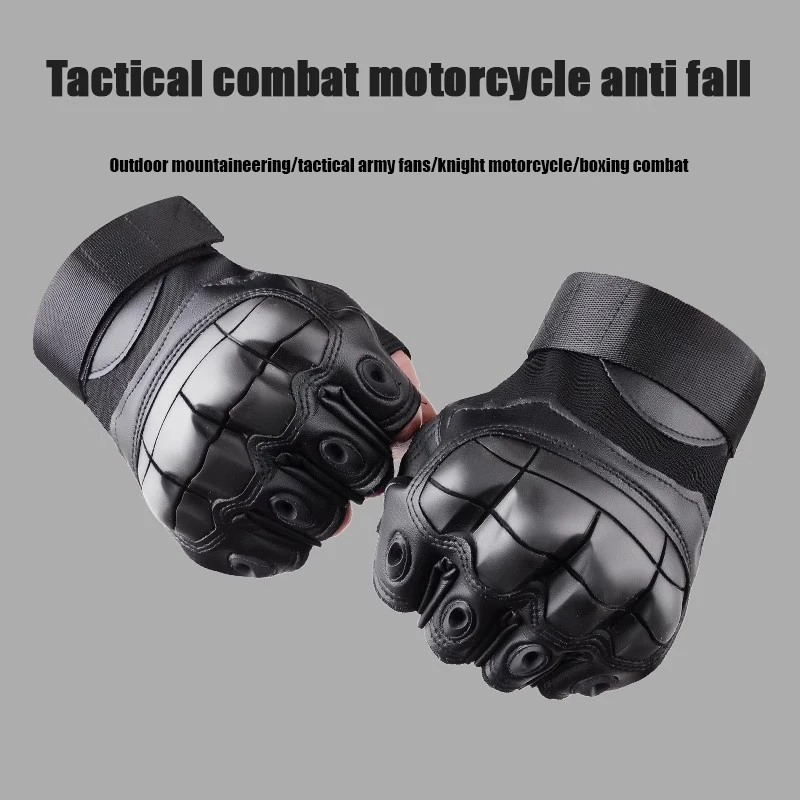 

PU Leather Motorcycle Tactical Half Finger Gloves Airsoft Combat Shooting Hunting Paintball Work Fingerless Motorbike Luvas