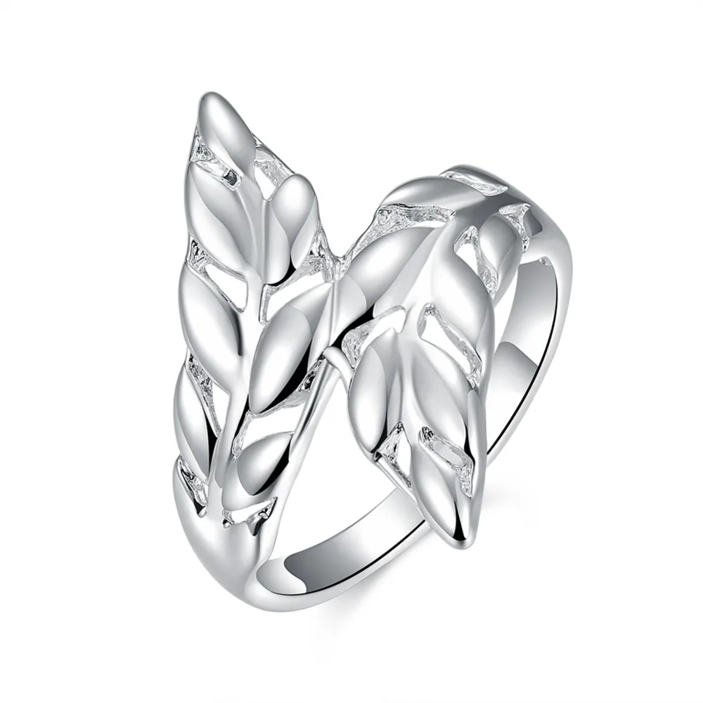 

925 Sterling Silver Beautiful Retre Ring Feather Hot Cute Noble Pretty Fashion Wedding Women Lady Ring Jewelry Gift Charms
