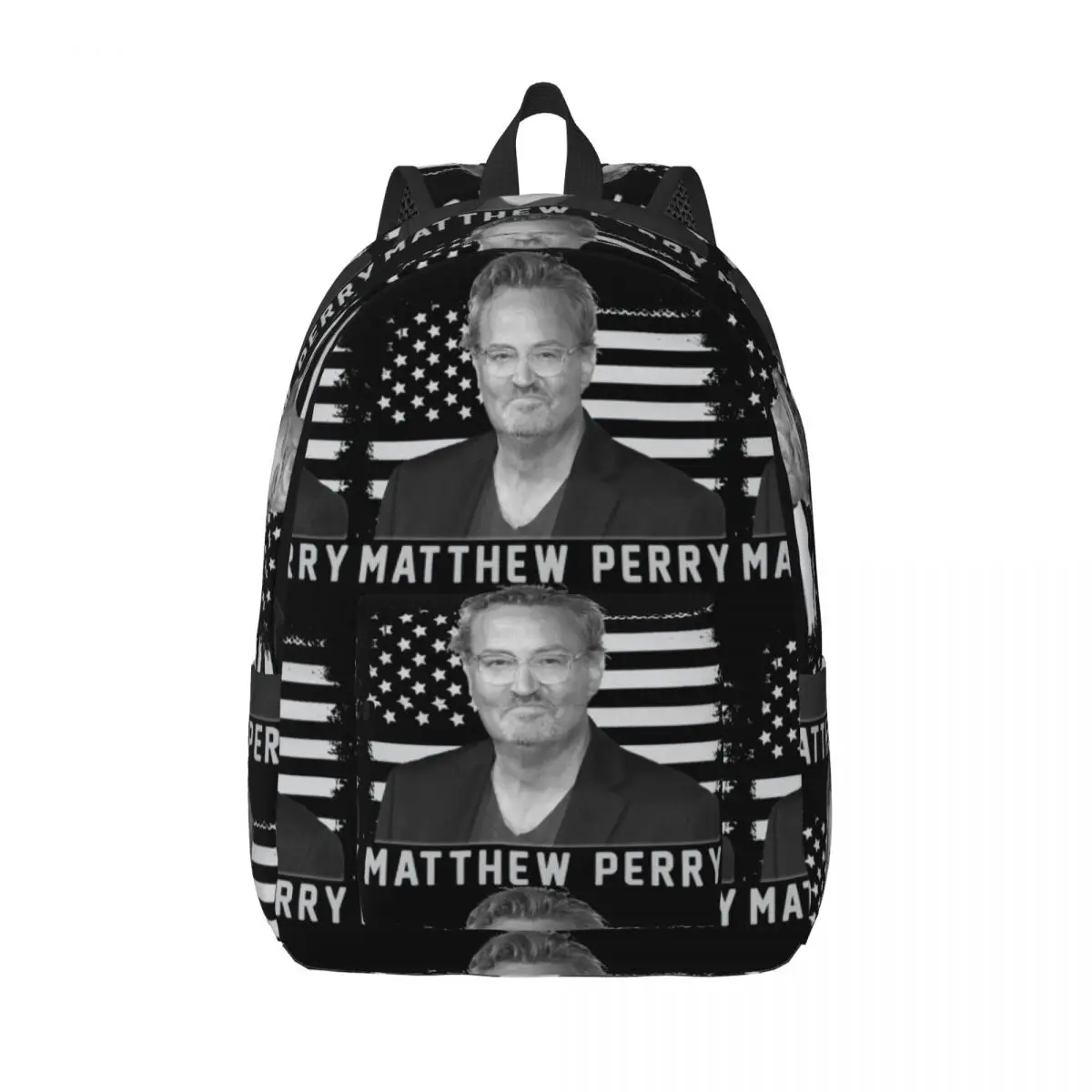 Matthew Perry Flag Cool Backpack Outdoor Student Business Daypack for Men Women Laptop Canvas Bags