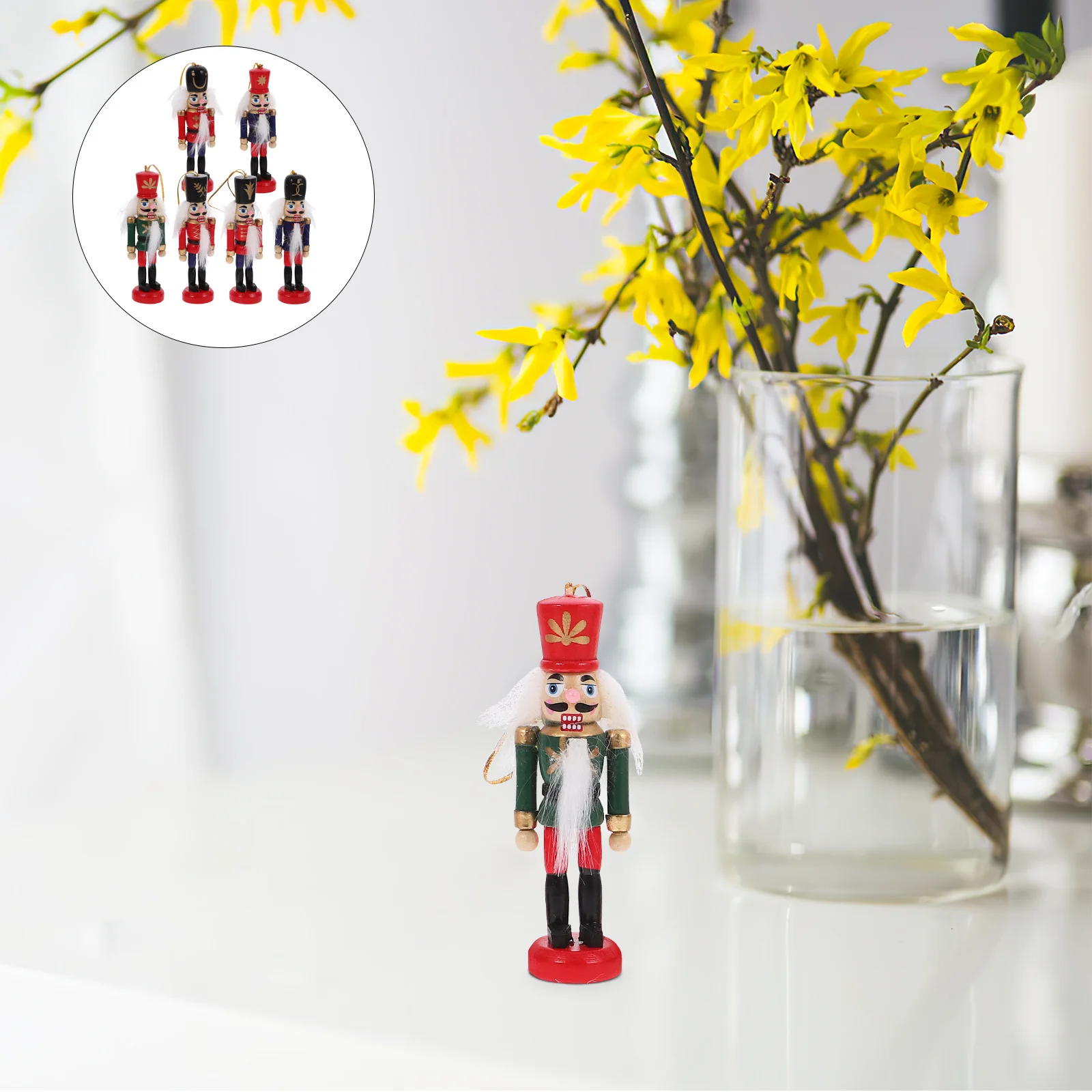 

6 Pcs Nutcracker Decoration Craft Figurines Figures Decorations Soldier Pendant