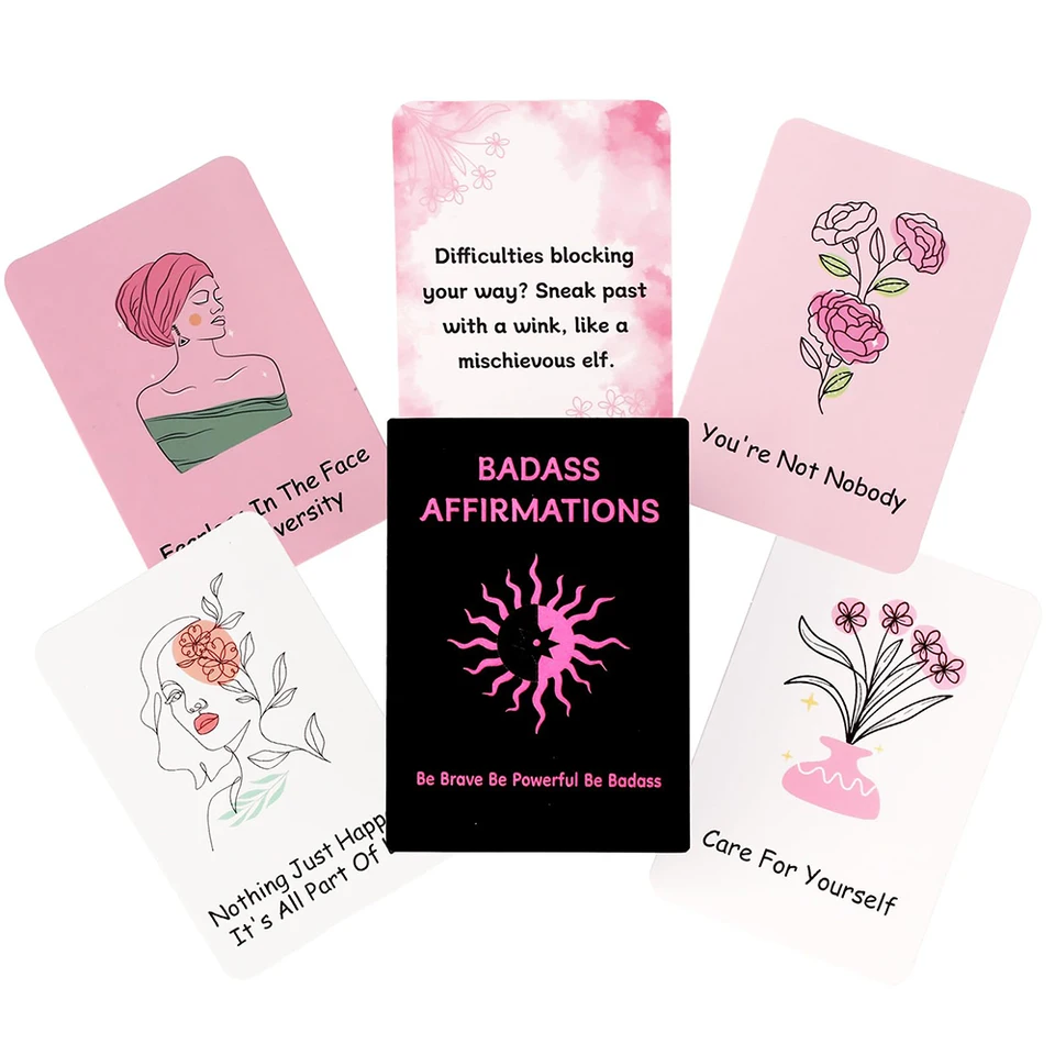 Badass Affirmation Cards For Women - 100 Daily Motivational & Empowering Quotes - Self-Care Gifts For Confidence, Strength & Positivity