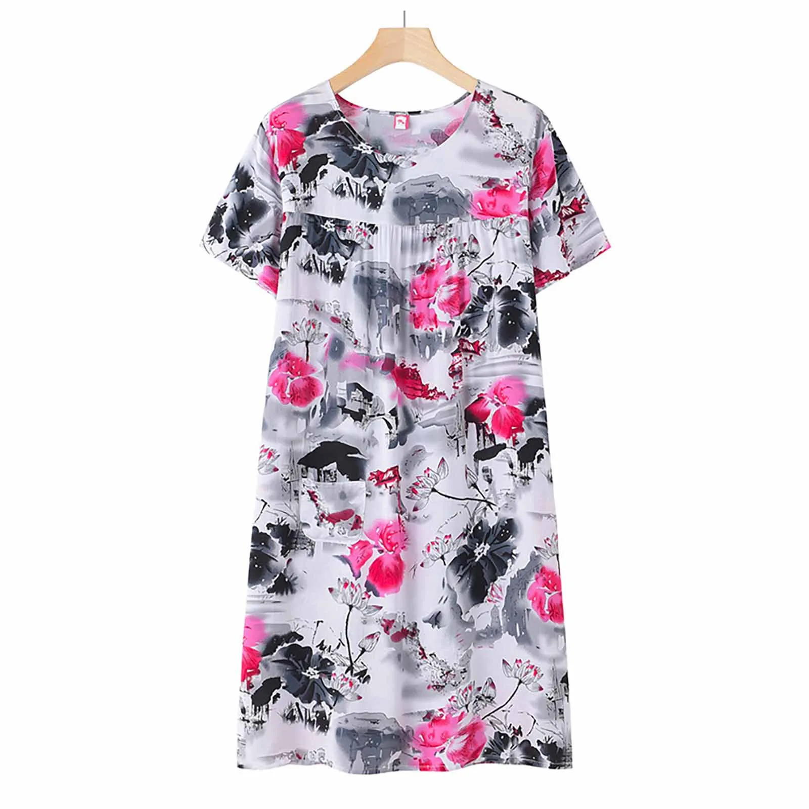 Summer Cotton Silk Short Sleeved Sleep Dress For Middle Aged Women New Loose Fitting Home Wear Elderly Night Shirt For Women