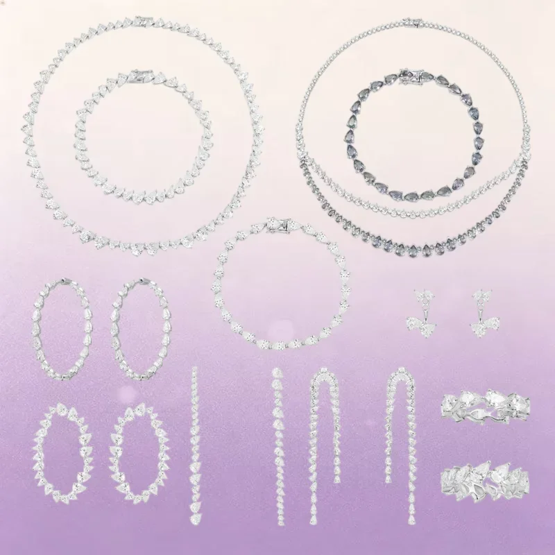 ZPFF 925 Sterling Silver Water Droplet Shaped Tassels Ring Earrings Bracelet Women's Classic Luxury Fashion Charm Trendy Jewelr