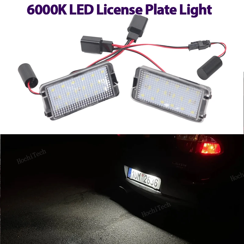 2PCS LED License Number Plate Light Lamps For Seat Altea 2005-2009 Arosa Cordoba 6K 6L Leon 1M Toledo 5P Ibiza 6L