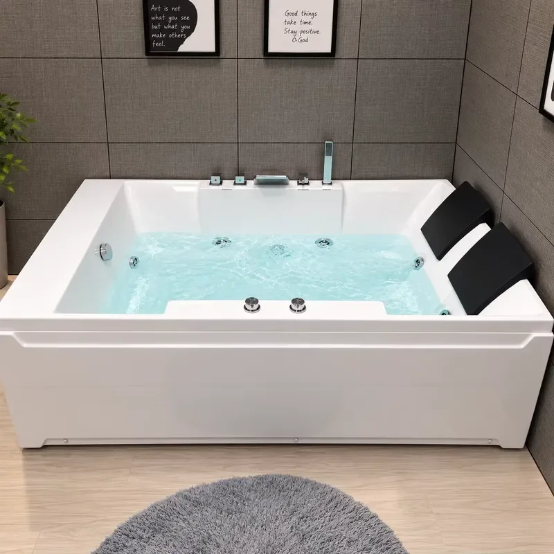 Modern White One-Person Massage Bath Tubs Lazy Spa Whirlpool Freestanding Application with Drainer for Bathroom