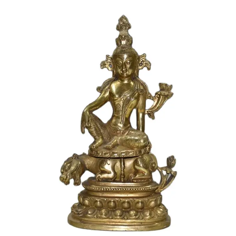 

Collect Tibet Buddha Statues Pure Copper Gold-plated Single Lotus Base Four Sides Buddha Statues