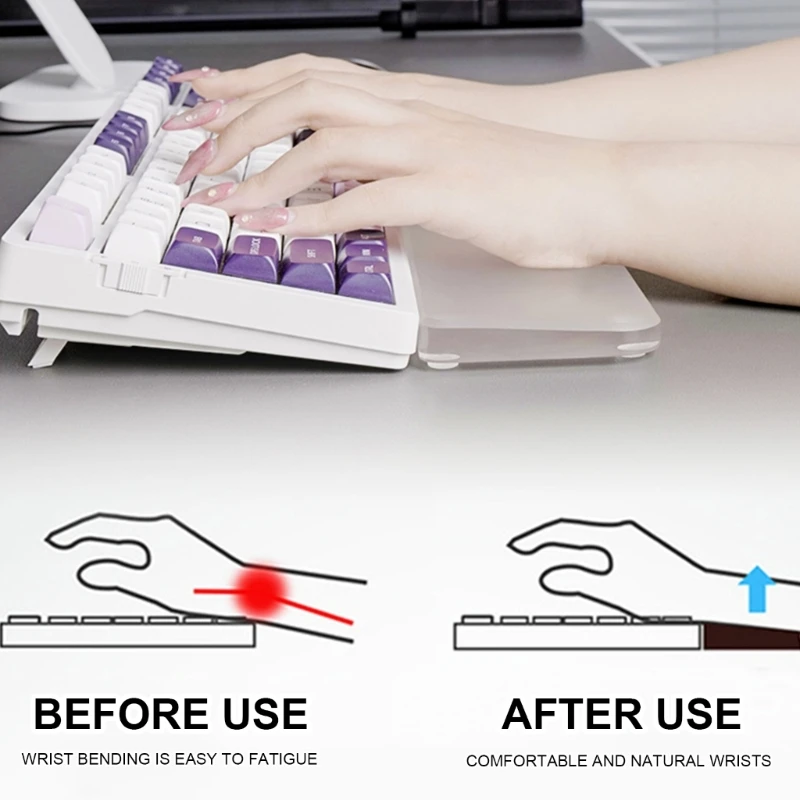 Ergonomic Frosted Hand Rest Acrylic Wrist Support for Keyboards, 61 87 104Keys, Easy Clean Office Accessory