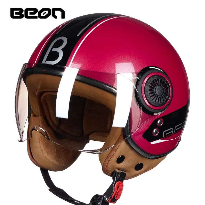 NONE Motorrad Helm 3/4 Open Face Vintage Casco Moto Männer Retro Moto Helm Sommer Roller Motorrad Reiten Helm Casque Moto 110B 4