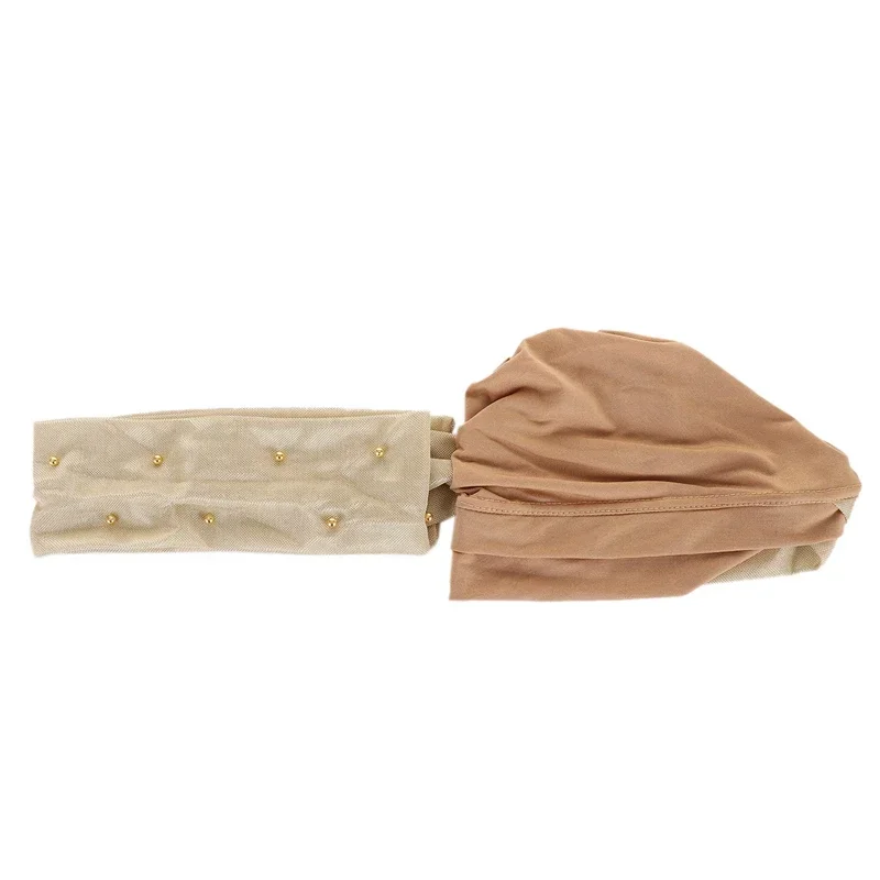 Perles femmes musulmanes croix intérieure Hijab casquette paillettes bandeau écharpe Stretch bonnets chapeau indien Turban perte de cheveux casquette chimio chapeaux