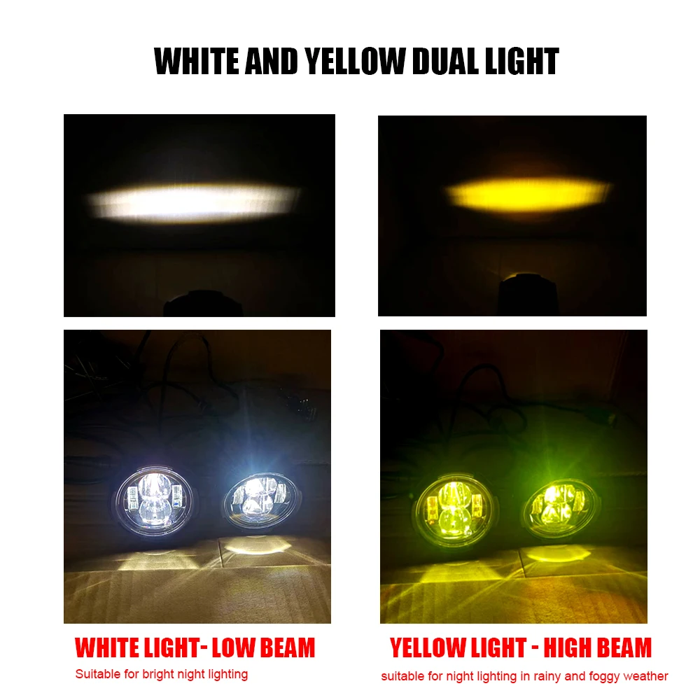 Motorcycle Headlight Fog Lights Led Auxiliary Driving Light Spotlight Headlamp Dual Color Flasher Farol Moto Fog Lamp Pair 100W