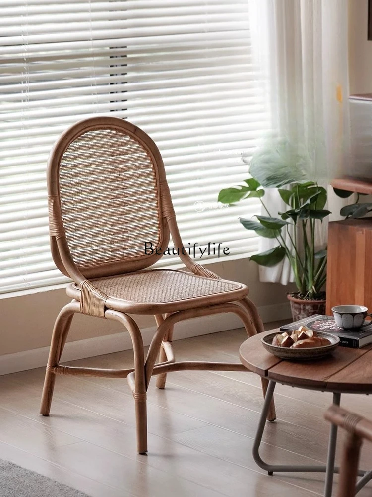 

04Household woven backrest, desk and chair, simple design, bed and breakfast rattan household balcony leisure chair