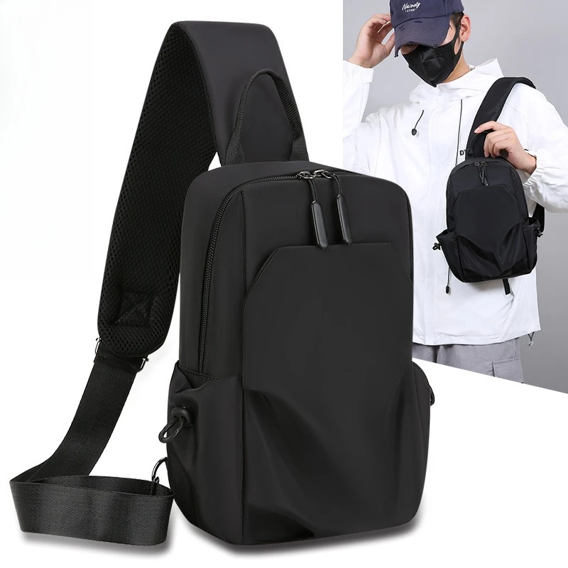 

Водонепроницаемая мужская нагрудная сумка Оксфорд, легкий рюкзак через плечо большой вместимости с несколькими карманами для поездок на работу и путешествиях.