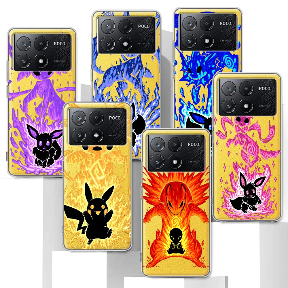 Cool Pokemon Pikachu Case for Xiaomi Poco M3 M5 X4 F4 F5 M4 M5s X3 NFC X5 X6 F1 F2 Pro F3 GT TPU Transparent Soft Phone Cover