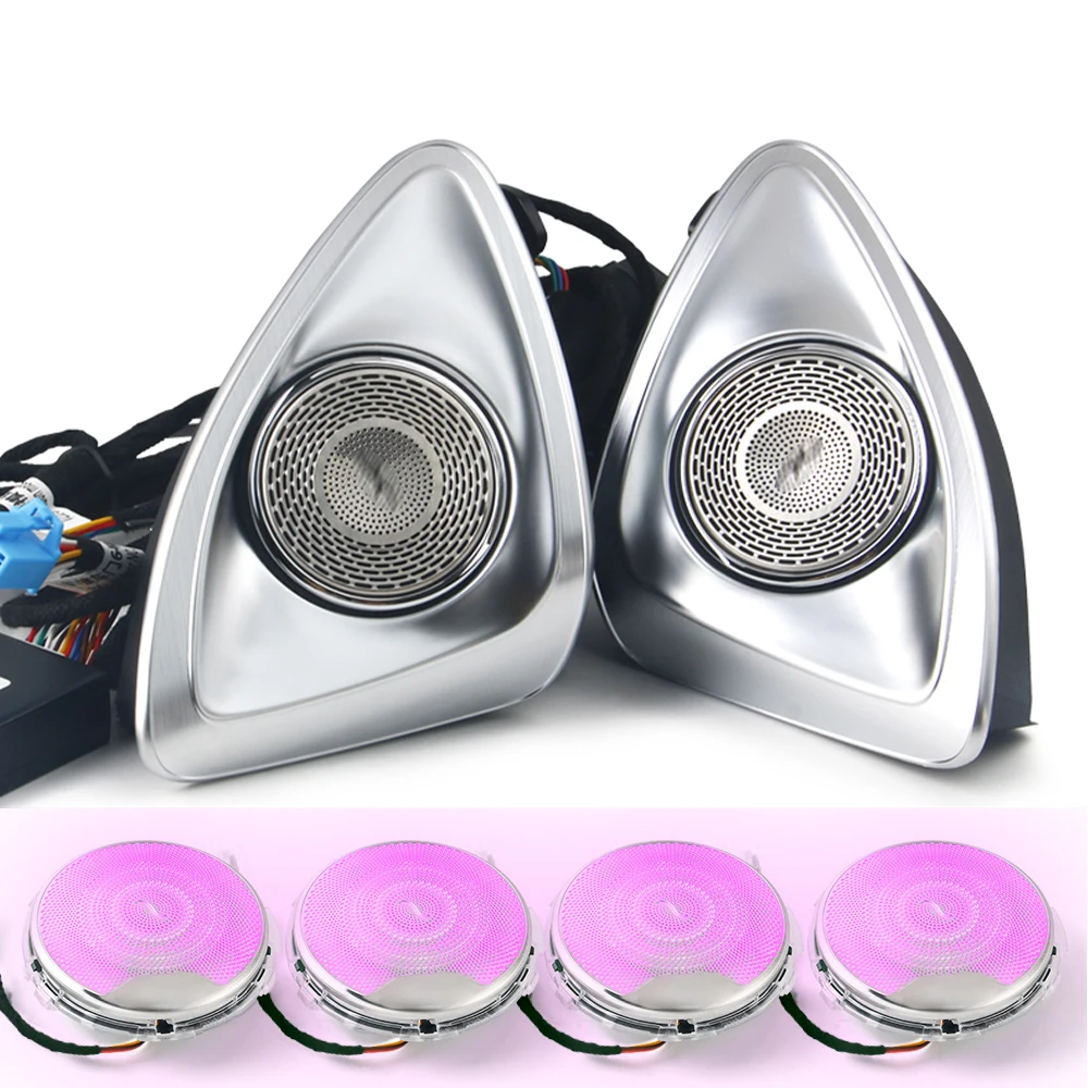 W205 GLC X253 W213 W222 W223 Led Ambient Light For Mercedes benz Accessories 4D Rotating Tweeter Midrange Cover Speaker Decora