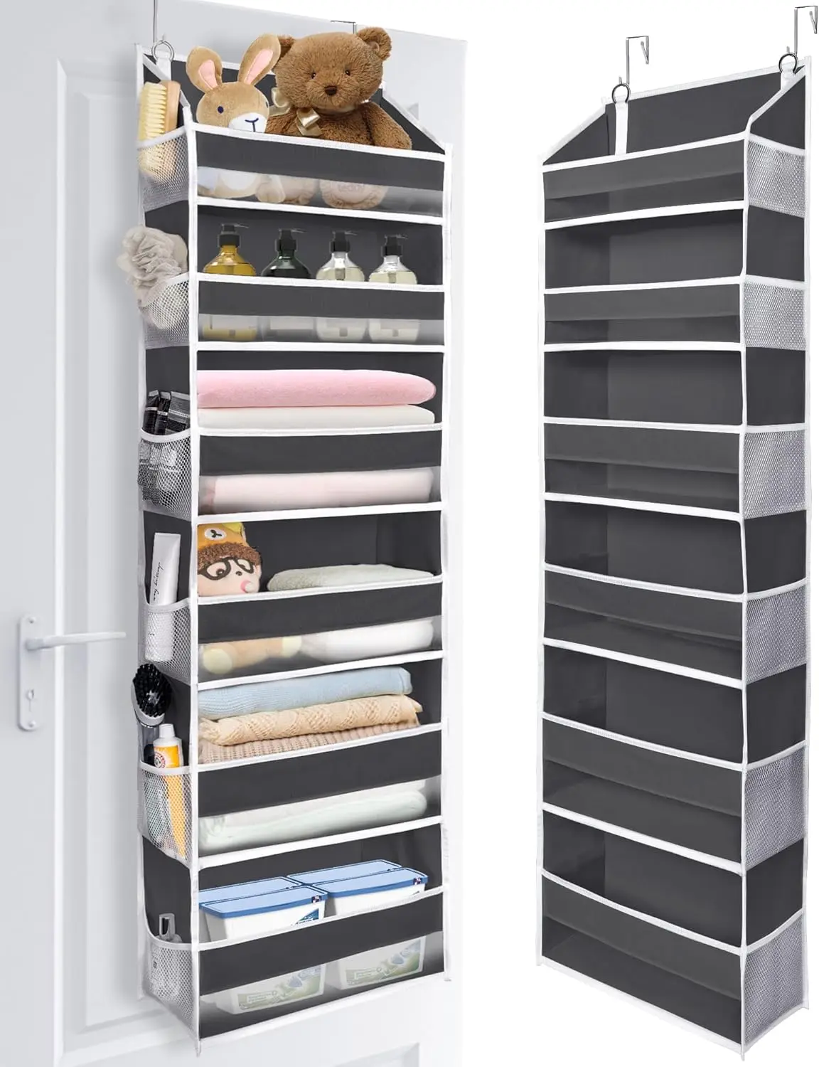 

Over The Door Organizer with 6 Large Pockets 12 Side Pockets, 50lbs Weight Capacity Door Hanging Organizer for Bedroom,
