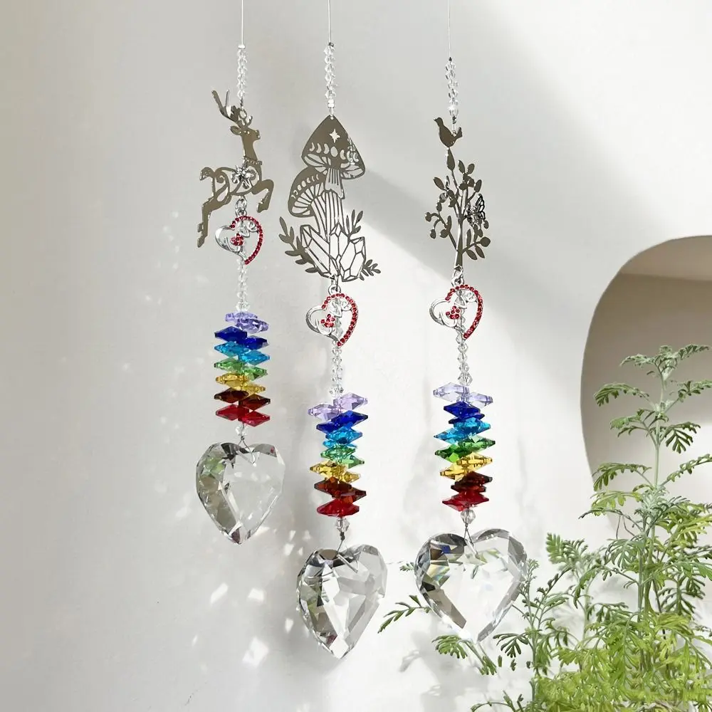 Mushroom/Tree Christmas Elk Wind Chimes Garden Crystal Wind Chimes Balcony Pendant Sun Catcher Wind Chime Garden Accessories