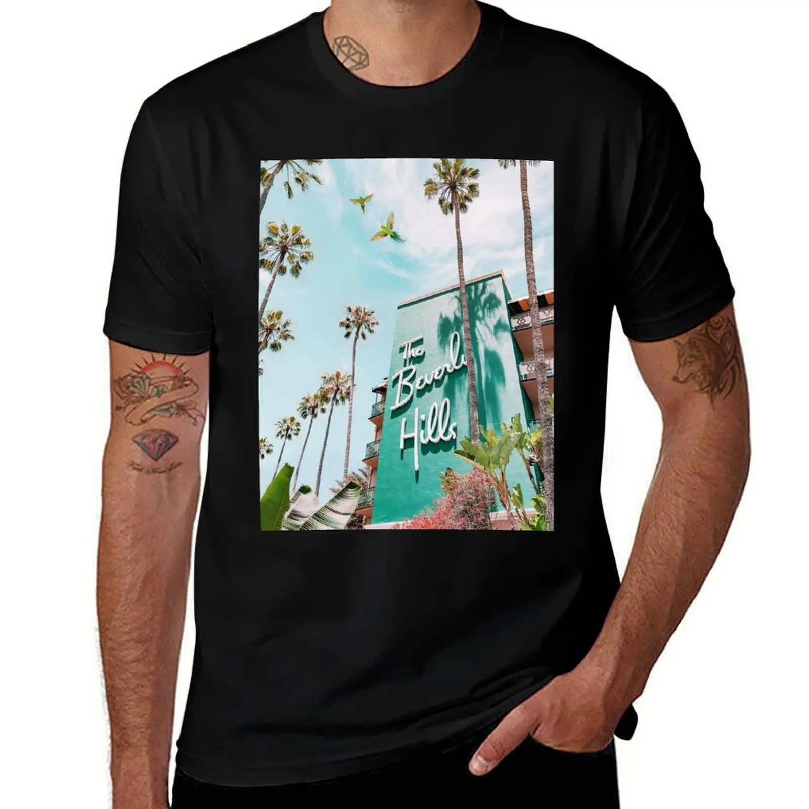 The Beverly Hills Hotel T-Shirt Plus Size Gym Sports T-Shirt