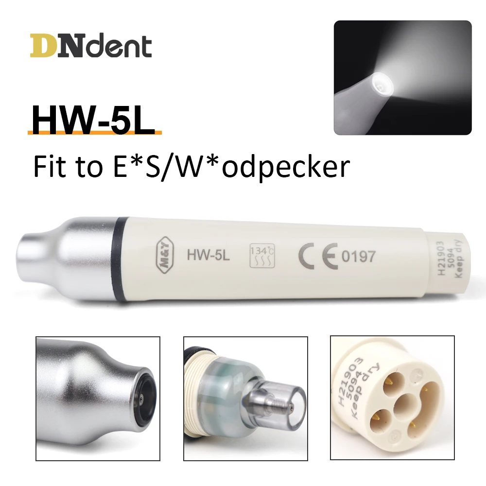 

Стоматологические ультразвуковые скалери HW-5L, наконечник со светодиодной подсветкой, мини-металлический Hade, подходит для W **pecker E * S, насадки для масштабирования, стоматологический инструмент