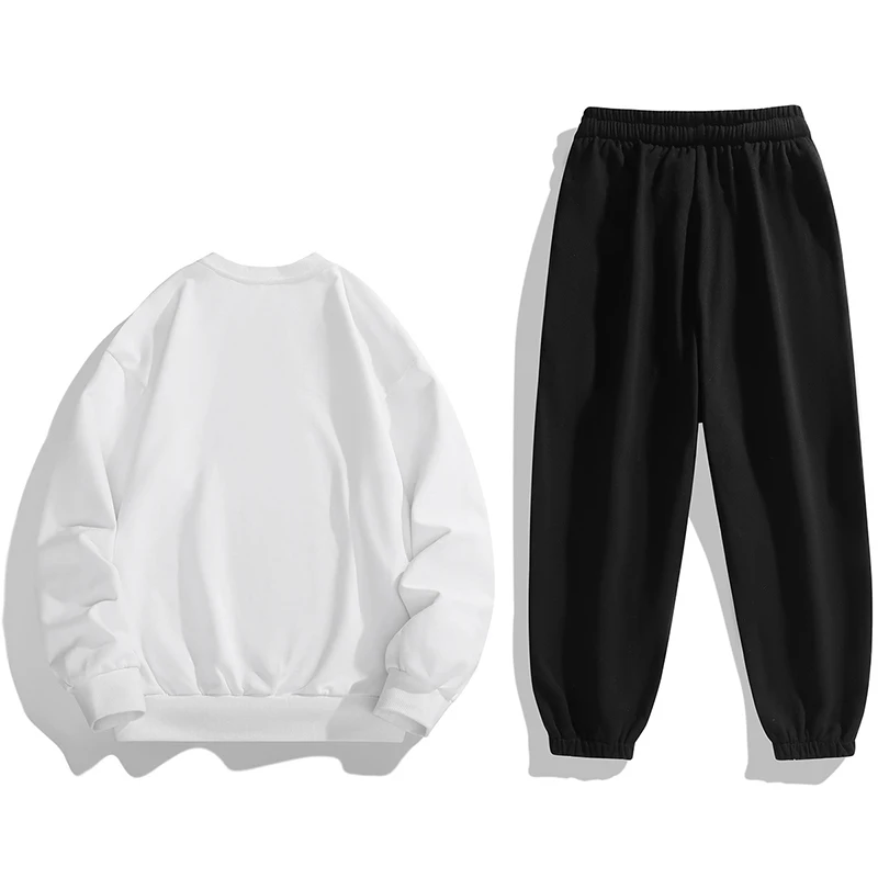 الأزواج 2 قطعة مجموعة الرجال حجم كبير مطبوعة هوديي Sweatpants الخريف الشتاء جديد Sle ملابس رياضية كاجوال طويلة Sve السراويل الطويلة