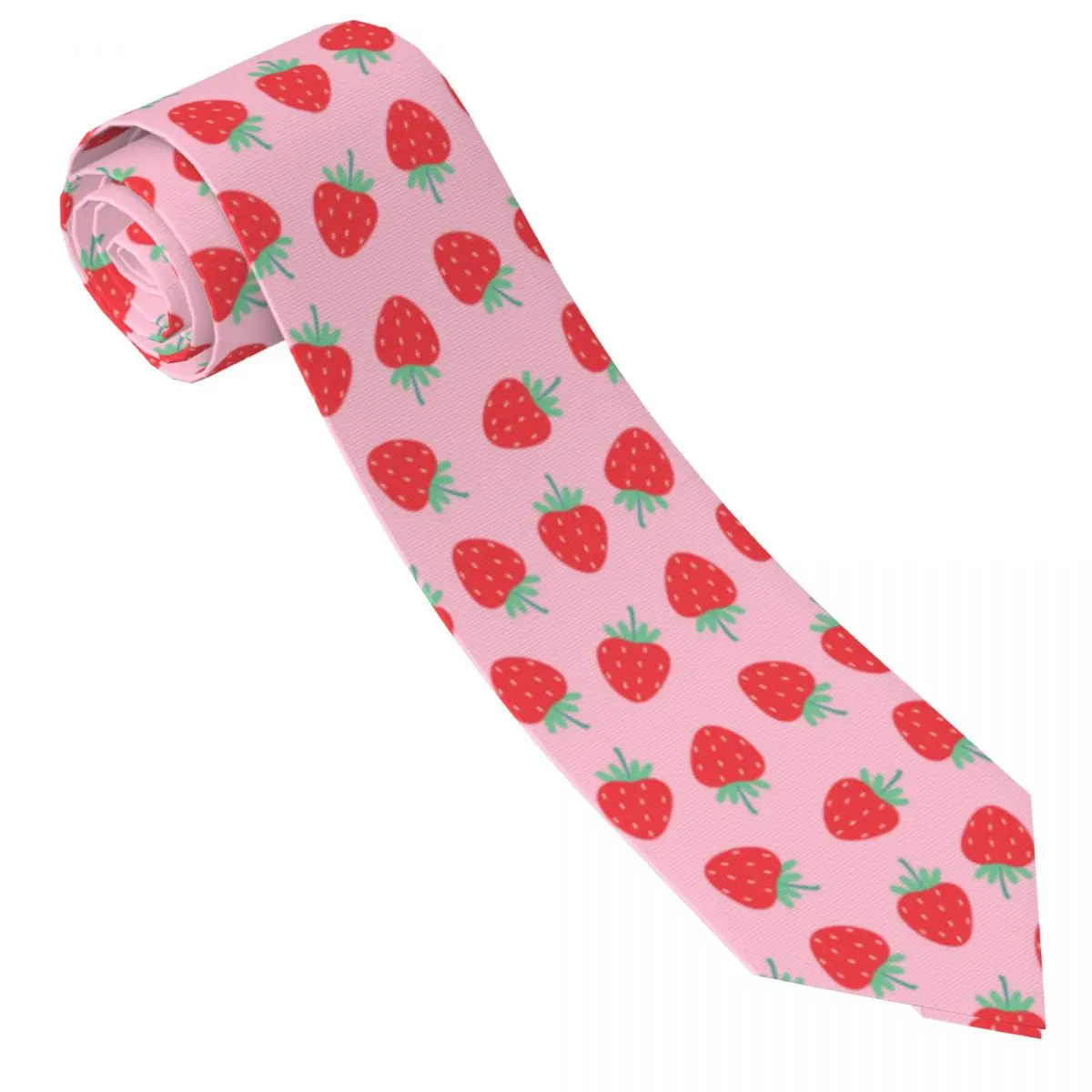 Cartoon Strawberries Tie Simple Design Neck Ties Vintage Cool Collar Tie Unisex Adult Daily Wear Necktie Accessories