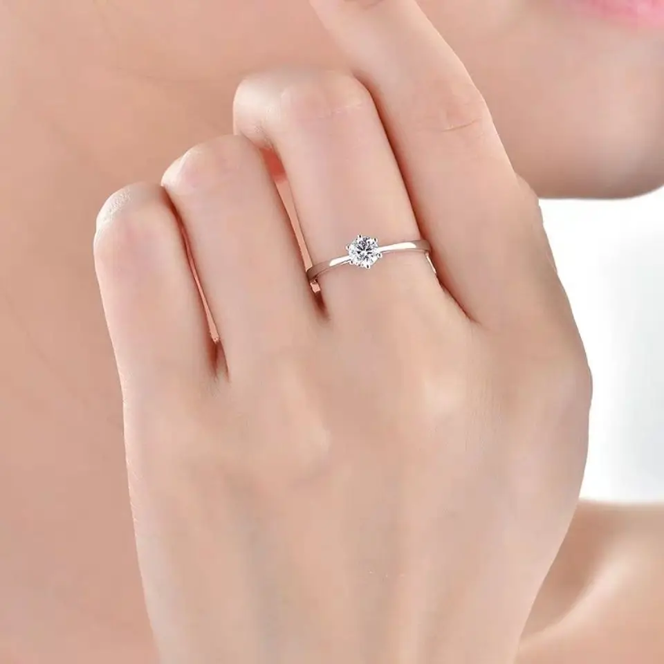 45 minutes star-studded Moissanite  S925 ring female simple personality temperament to send girlfriend