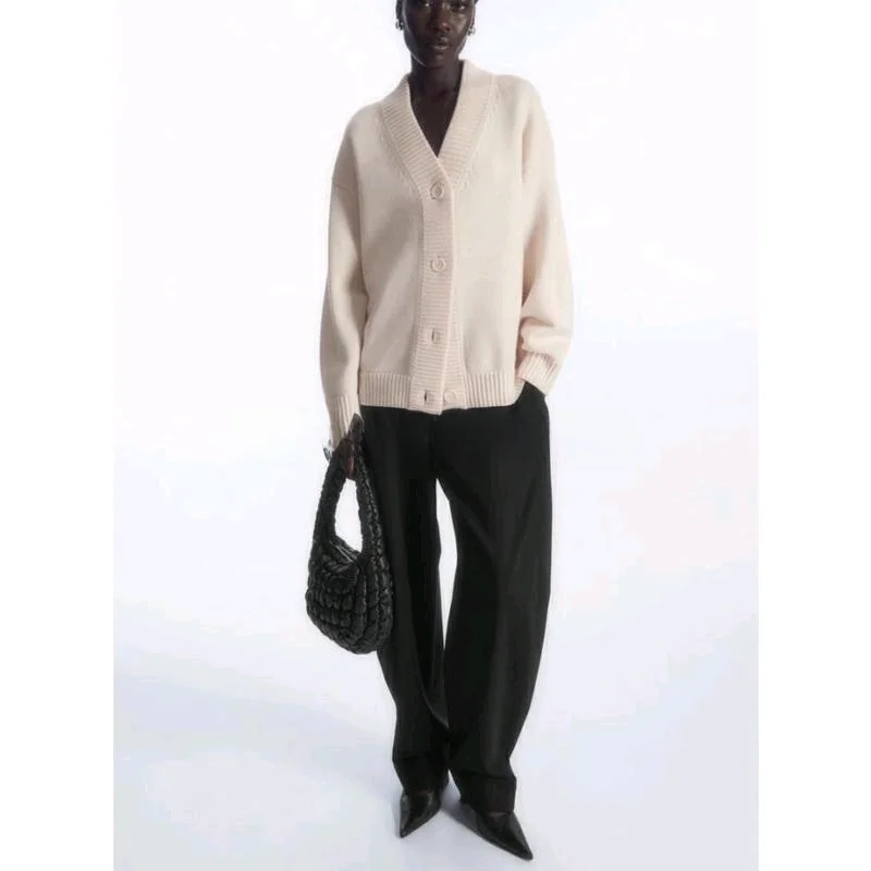 سترة فضفاضة تناسب V-Ne مضلعة من ألياف البوليستر طويلة Sve طول منتظم زر إغلاق لون نقي ربيع تخفيف Sle #2