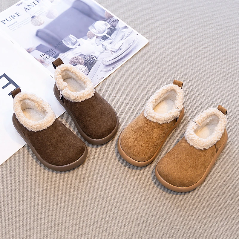 

Children Flat Shoes Solid Color Versatile Kids Princess Shoes Side Zipper 2025 Winter New Girls Casual Shoes Fashion Round Toes