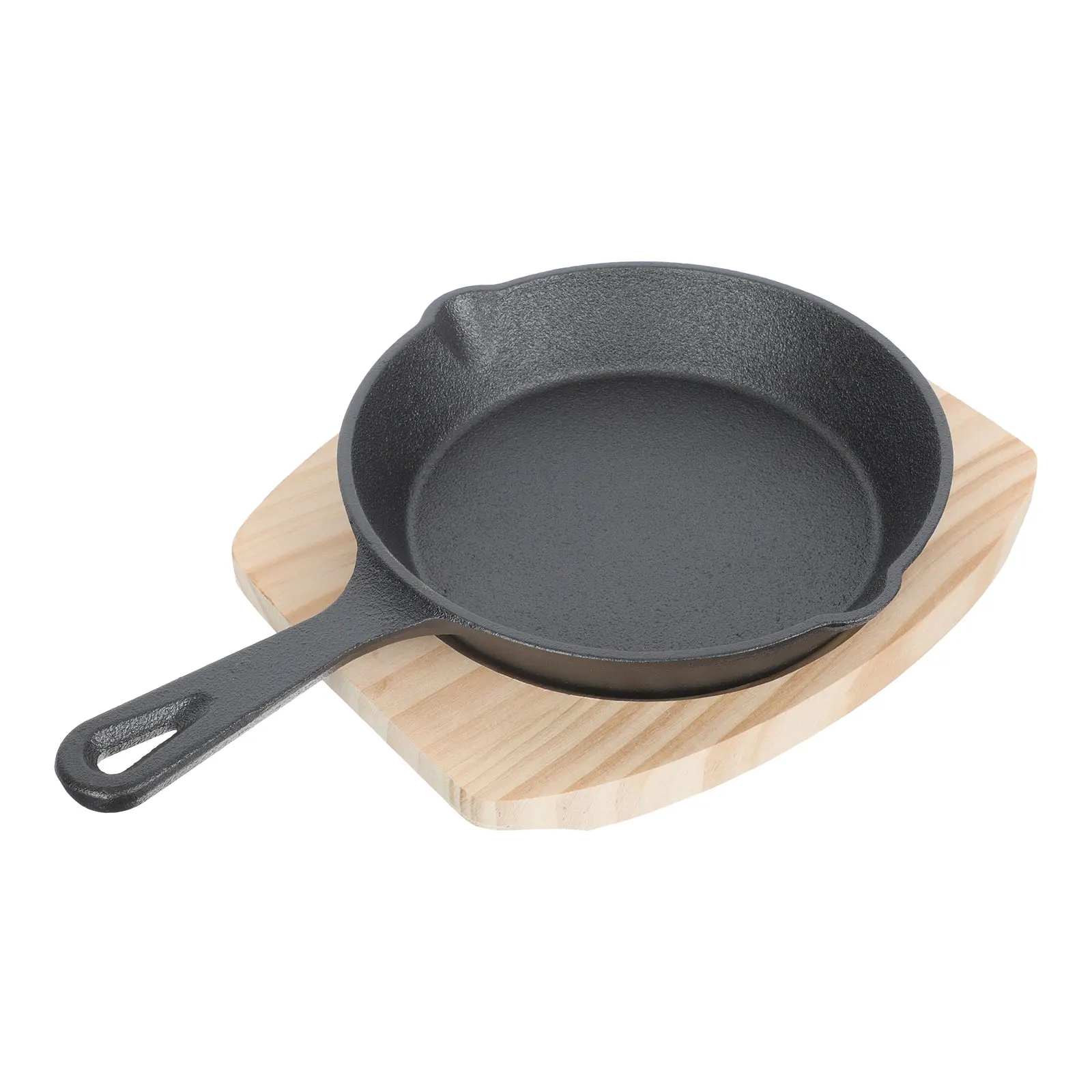 

Cast Iron Frying Pan Wooden Mat Set Non Stick Heat Resistant Kitchen Cooking Pan for Outdoor Home Use Pancake Maker