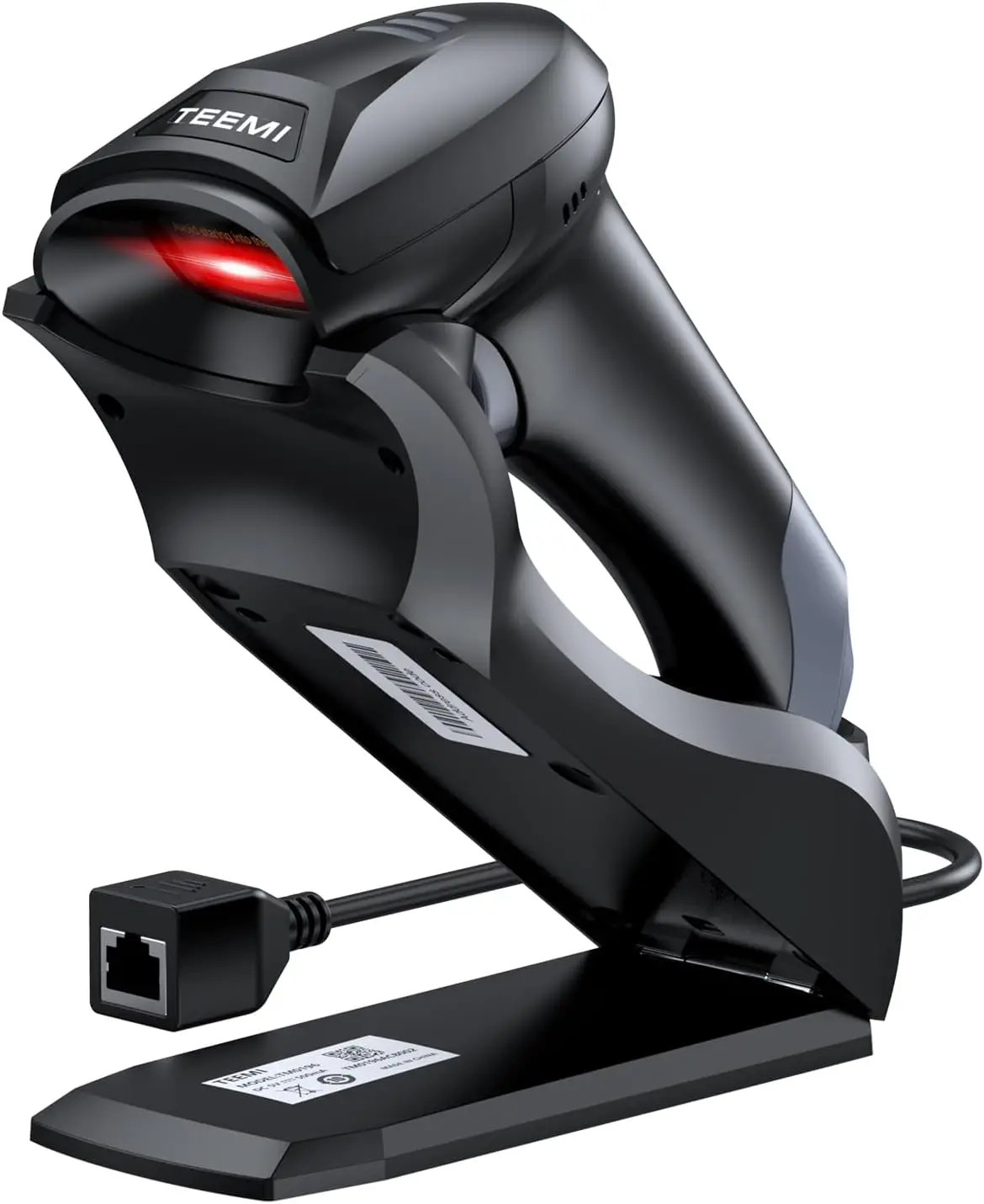 

Wireless QR Barcode Scanner with USB Charging Cradle, 1D 2D Reader for PDF417 Data Matrix and Driver License Parsing