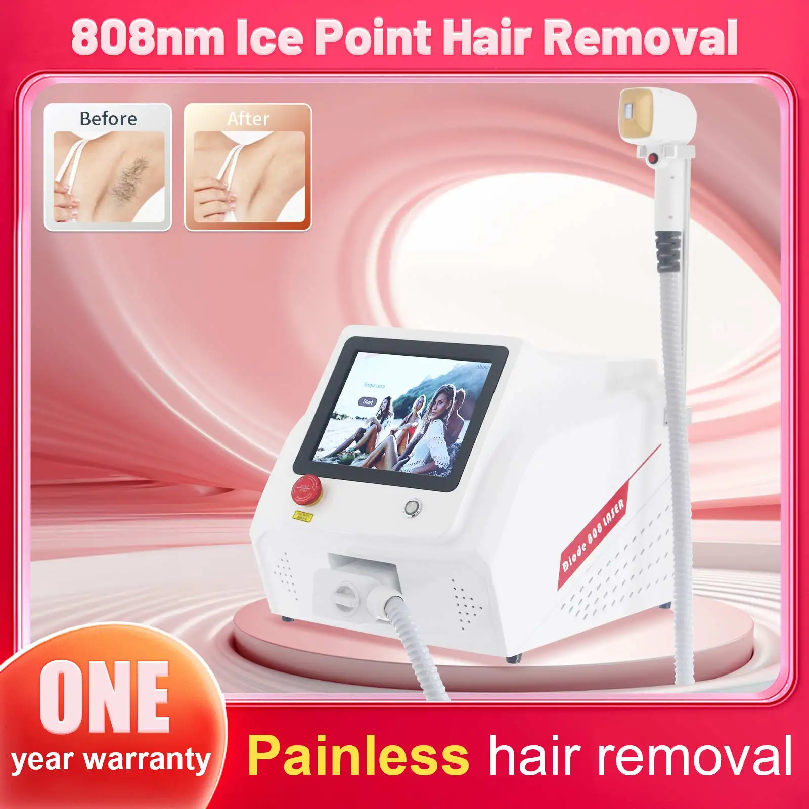 Professional Diode Ice Titanium Laser Body Hair Removal Machine 2025 NEW 808nm Alexandrite Device 3 waves Permanent CE Woman