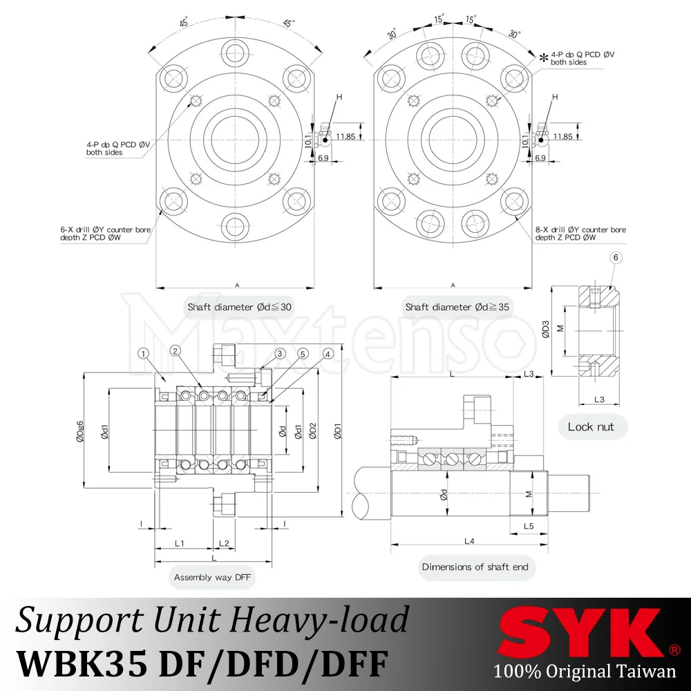 Imagem -05 - Syk-unidade de Suporte Profissional de Carga Pesada Tbi Hiwin Parafuso de Esferas R35 Ground C3c5 Peças Cnc Premium Nsk Tpi Classe p4 Wbk35