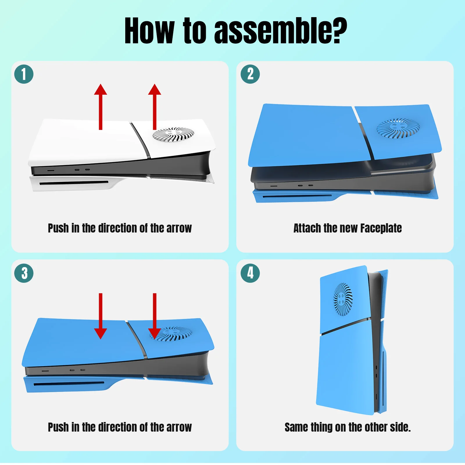 New design replacement panel with ventilation openings suitable for PS5 slim console optical version digital version blue