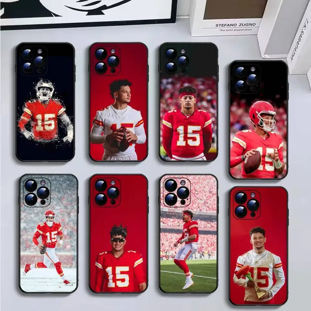 

Pro Football P-Patrick Mahomes Phone Case For iPhone16,15,14,13,12,11 Plus,Pro Max,XS,X,XR,SE,Mini,8,7,Soft Black Cover