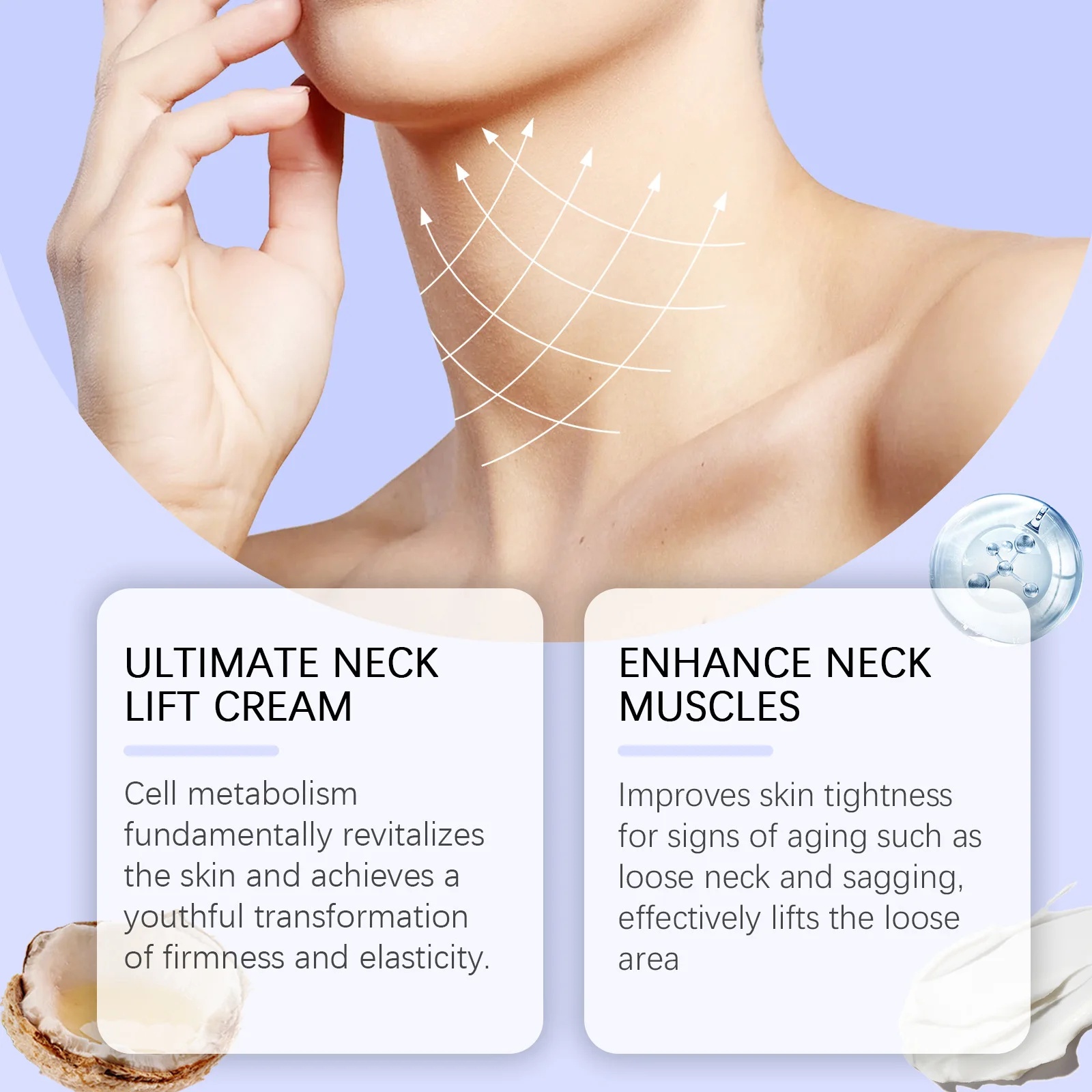 Neck Lift Cream Eliminate Neck Fine Lines Deeply Moisturizing Hydrate Firming Tightening Rejuvenation Nourishing Neck Care Cream