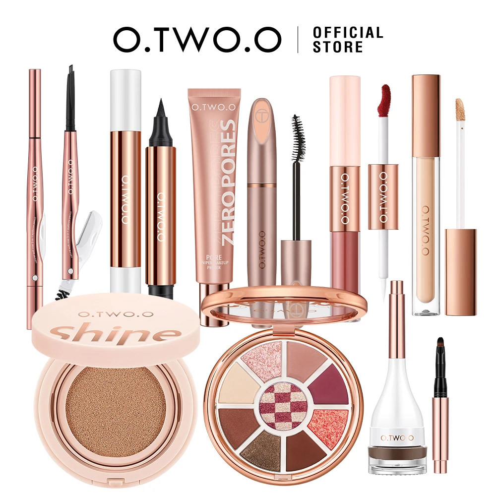 O.TWO.O Full Makeup Set 10pcs Cosmetics Kit Mascara Eyeliner Foundation BB Cream Air Cushion Concealer Lipstick Makeup for Women