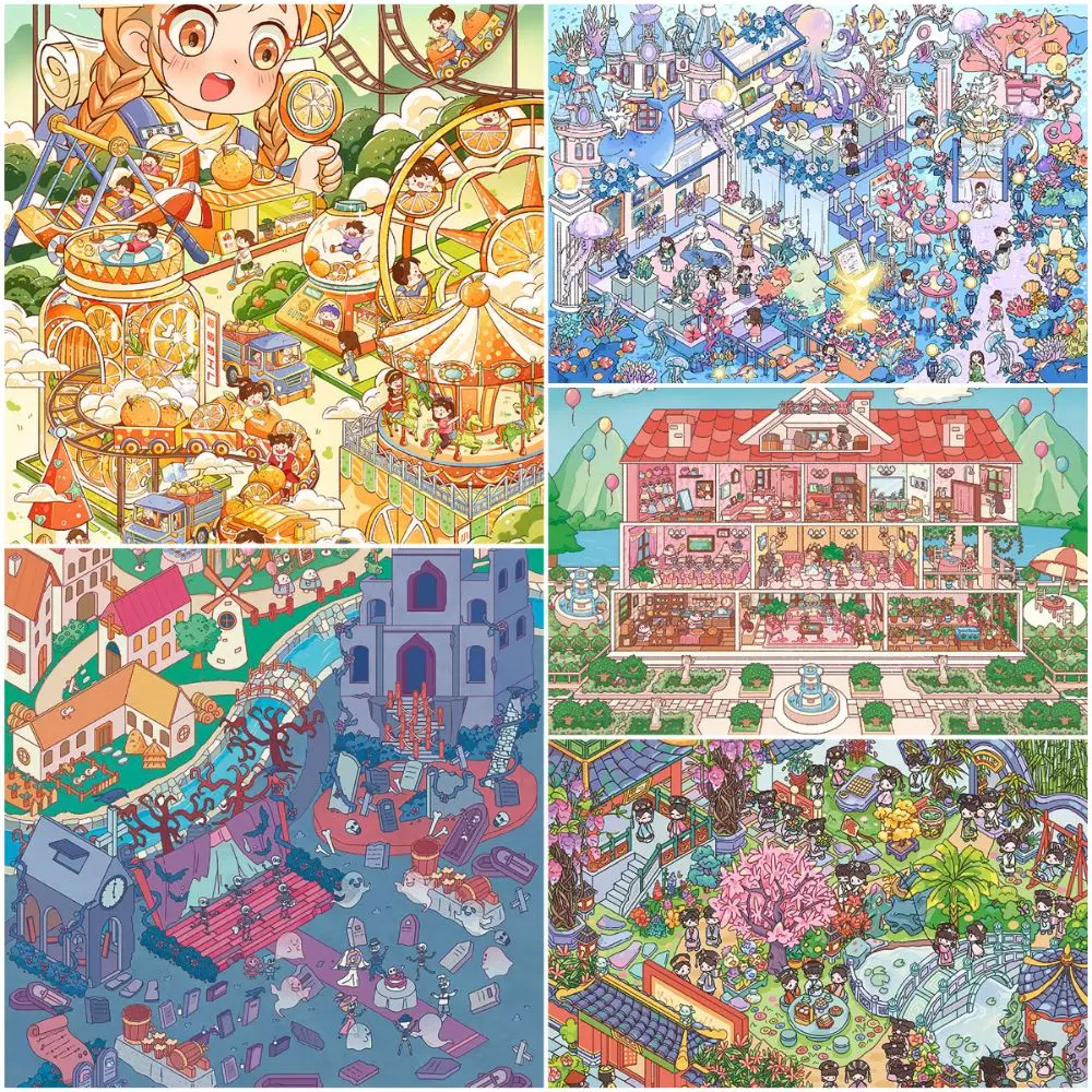 

Plus Size 3D Scene Stickers Stacking and Pasting Scrapbook DIY Scene Decals PET Relief Stationery Sticker For Kids Adults