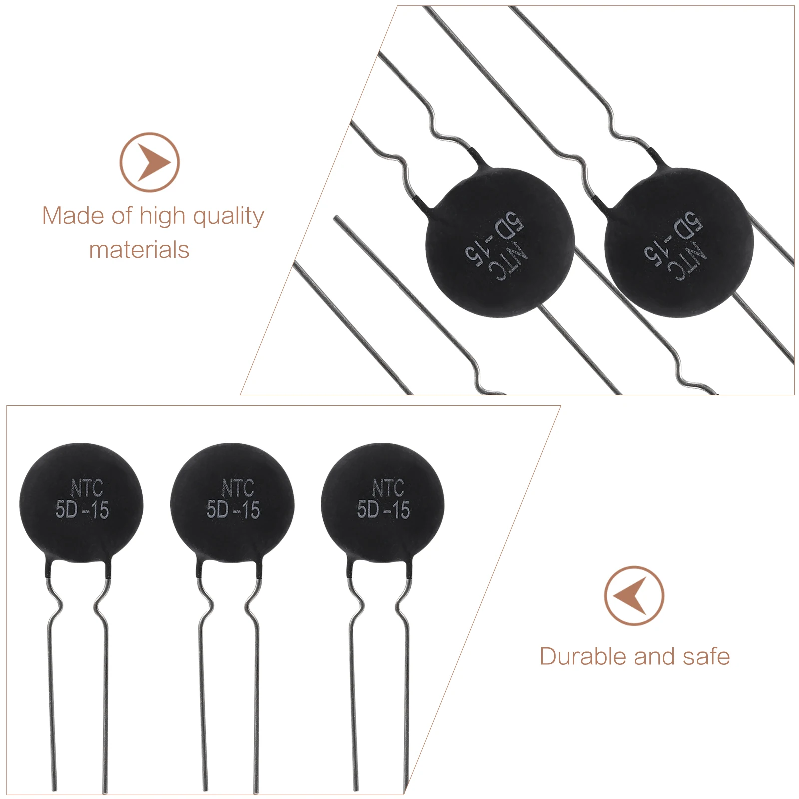 

20 pcs NTC Thermistors High Quality Thermal Resistor Black Small Size Inrush Current Limiter Voltage Measurement Instrument
