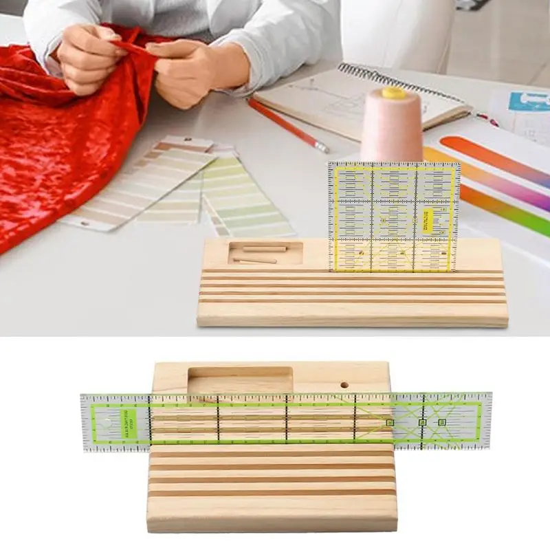 Wooden Ruler Stand Quilting Ruler Holder Beech Wood Spools Rack Quilt Ruler Holder Stand For DIY Sewing Tool