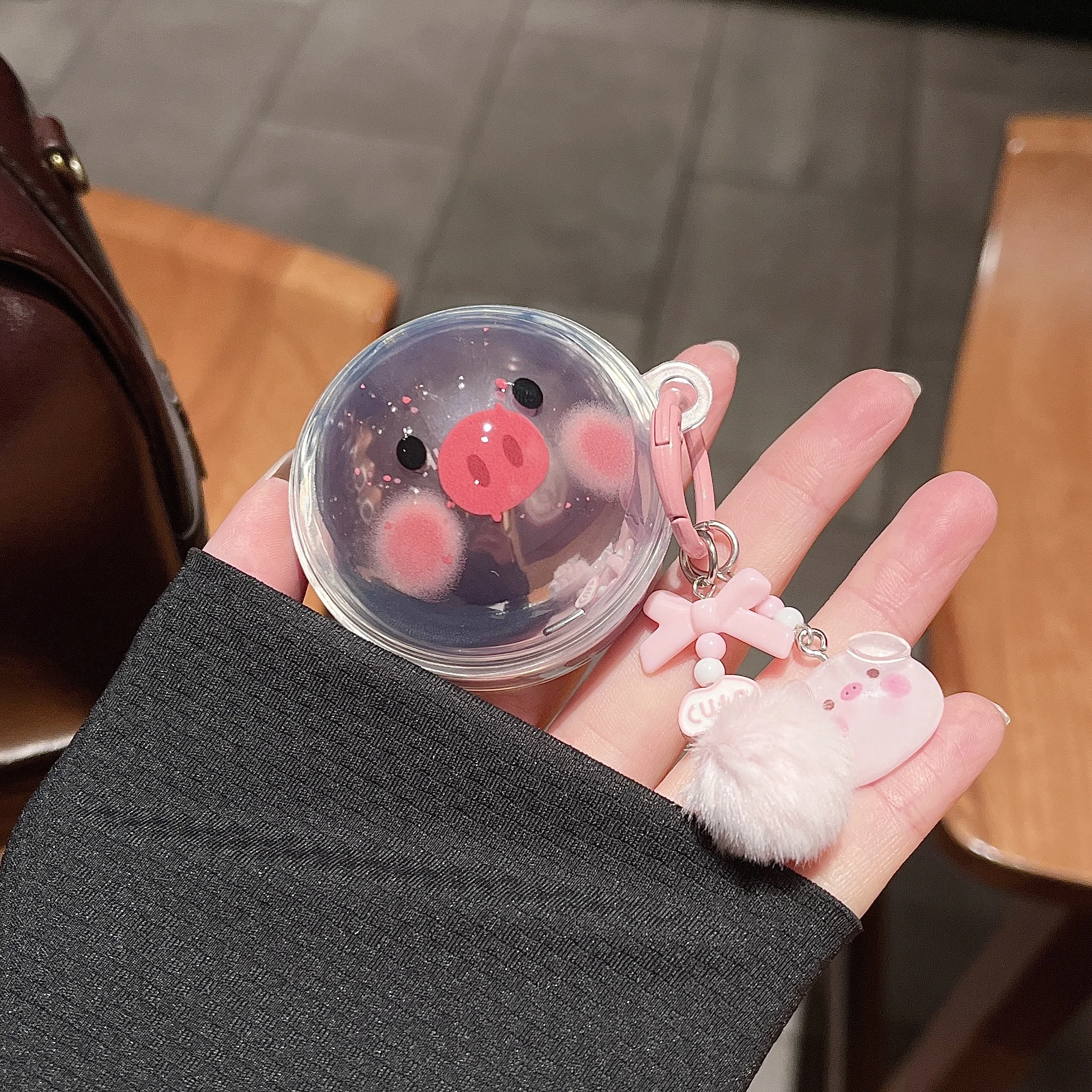 For Huawei FreeClip 2S Protective Case Transparent Cute Cartoon Cover with Pendant Keychain Anti Scratch Shockproof Case
