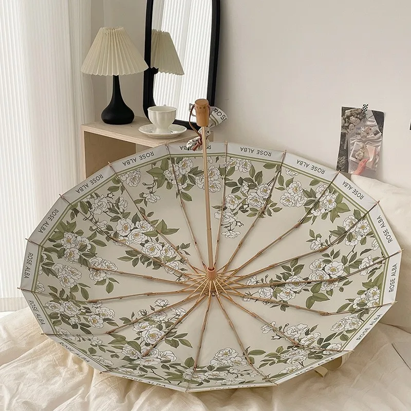 High value 16 bone manual umbrella dual purpose umbrella female folding parasol sun protection large double sun umbrella