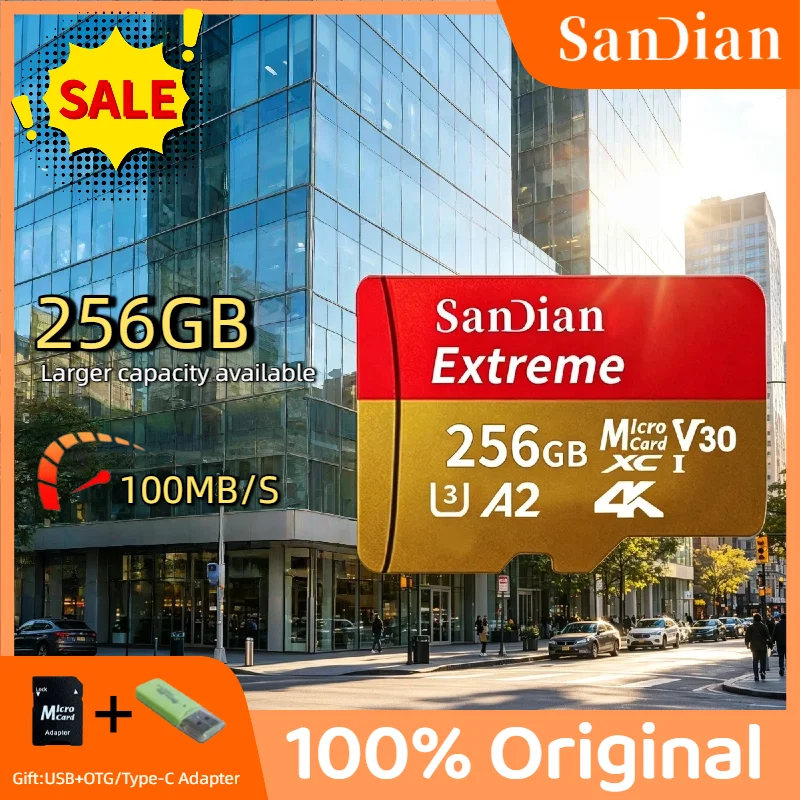 

256GB Micro TF SD Card Flash Cards Memory Card High Speed Memory SD Cards UHS 1 Class 10 Storage Card For PC Smartphone Titan