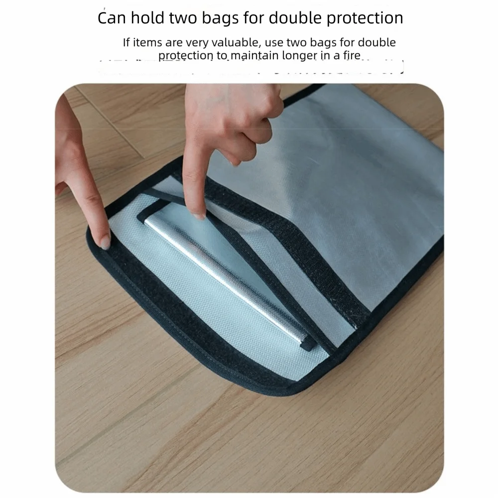 

Waterproof Fireproof Document Bag Signal Blocker Sticky Strip Fireproof Shielding Folder Multi-Functional Large Capacity