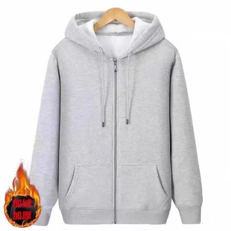 Thickened Fleece Autumn Winter Hooded Zipper Sweater Women's Loose plus Size Warm Outerwear Cardigan Style Polyester Fiber
