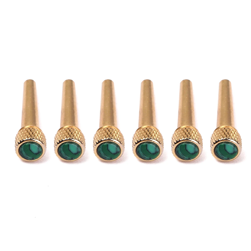 

6 Pcs Golden Stringed Guitar Accessory Inlaid Abalone Dot Brass Bridge Pins Spare Parts Mosaic