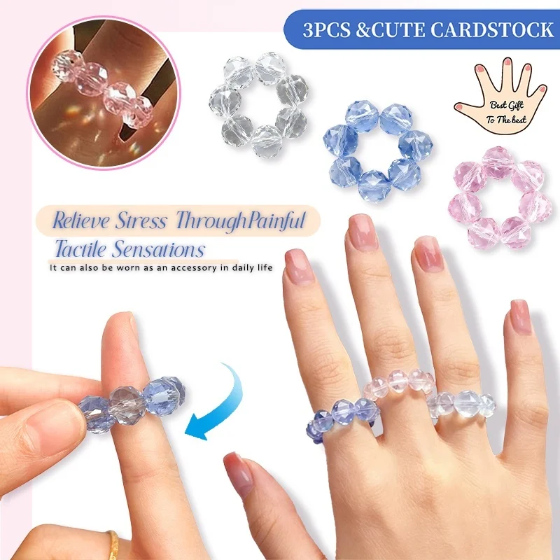 Crystal Acupressure Ring Beads Finger Massager Roller Stimulate Sensory Toy Acupressure Stress Relief for Finger Decoration Gift